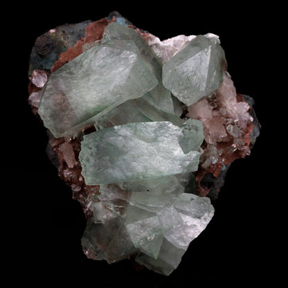 Fluorapophyllite Bi-colored and Stilbite on Chalcedony Natural Mineral…  https://www.superbminerals.us/products/fluorapophyllite-bi-colored-and-stilbite-natural-mineral-specimen-b-4787  Features: Material with a striking, massive, and sculptural 3-dimensional matrix combination.The item is dominated by two-toned, mint-green and off-white, glossy, translucent, blocky tetragonal apophyllite crystals with satin lustre faces.The huge blocky interior crystal and the magnificent isolated crystal on the edge