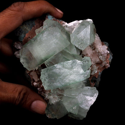 Fluorapophyllite Bi-colored and Stilbite on Chalcedony Natural Mineral…  https://www.superbminerals.us/products/fluorapophyllite-bi-colored-and-stilbite-natural-mineral-specimen-b-4787  Features: Material with a striking, massive, and sculptural 3-dimensional matrix combination.The item is dominated by two-toned, mint-green and off-white, glossy, translucent, blocky tetragonal apophyllite crystals with satin lustre faces.The huge blocky interior crystal and the magnificent isolated crystal on the edge