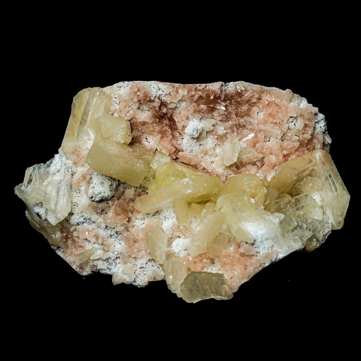 Fluorescent Powellite with Stilbite, Heulandite (Rare Find) Natural Mi…  https://www.superbminerals.us/products/fluorescent-powellite-with-stilbite-heulandite-natural-mineral-specimen-b-4972  Features: Beautiful specimen of gemmy Powellite crystal with Stilbite and Heulandite crystals from Nashik District, India. Powellite is the rarest and most desirable mineral from the Deccan Traps of India.&nbsp; It displays pleasing golden color doubly terminated Powellite crystal aesthetically growing on Heulandite