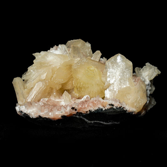 Fluorescent Powellite with Stilbite, Heulandite (Rare Find) Natural Mi…  https://www.superbminerals.us/products/fluorescent-powellite-with-stilbite-heulandite-natural-mineral-specimen-b-4972  Features: Beautiful specimen of gemmy Powellite crystal with Stilbite and Heulandite crystals from Nashik District, India. Powellite is the rarest and most desirable mineral from the Deccan Traps of India.&nbsp; It displays pleasing golden color doubly terminated Powellite crystal aesthetically growing on Heulandite