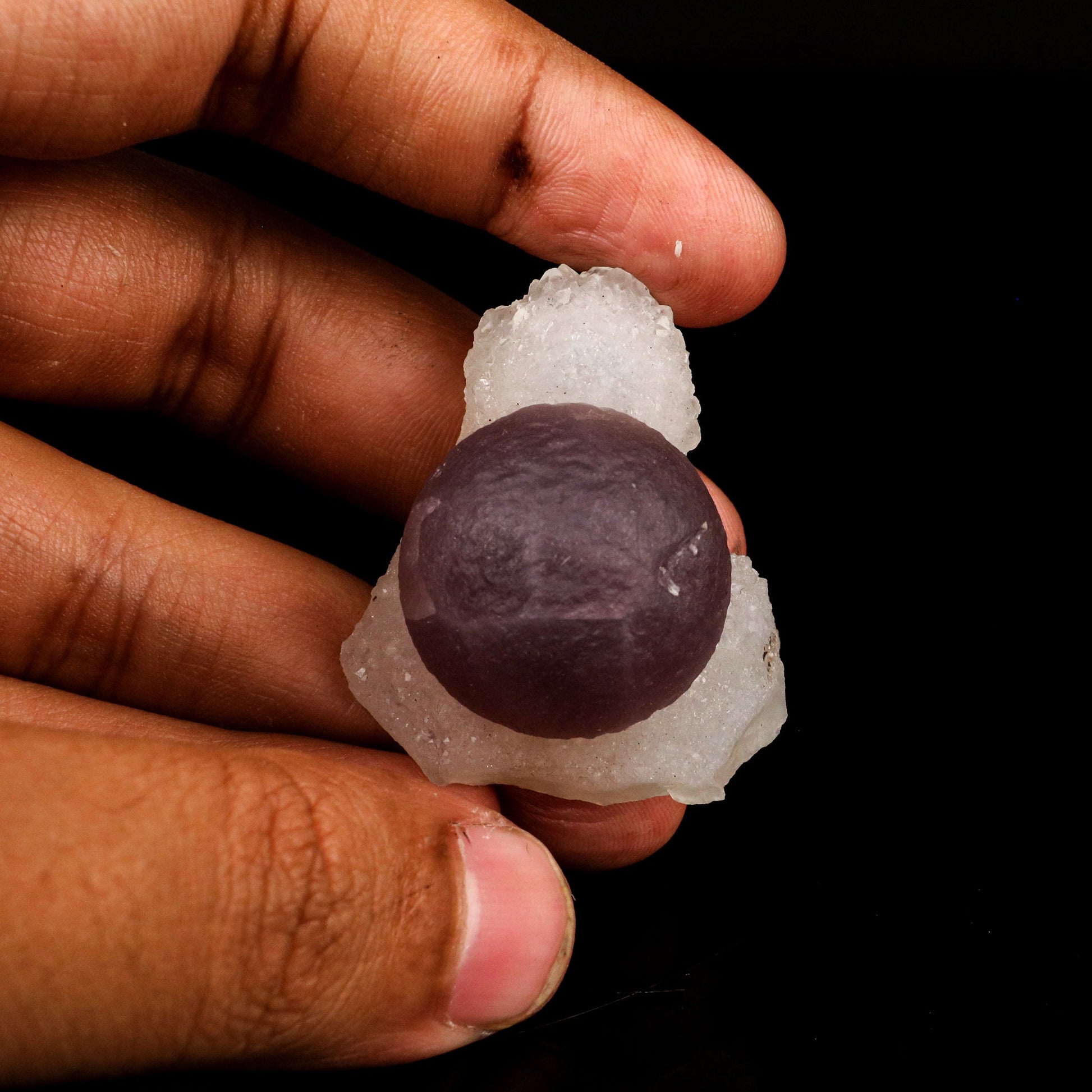 Fluorite Ball Blue on MM Quartz Natural Mineral Specimen # B 5770 Fluorite Superb Minerals 