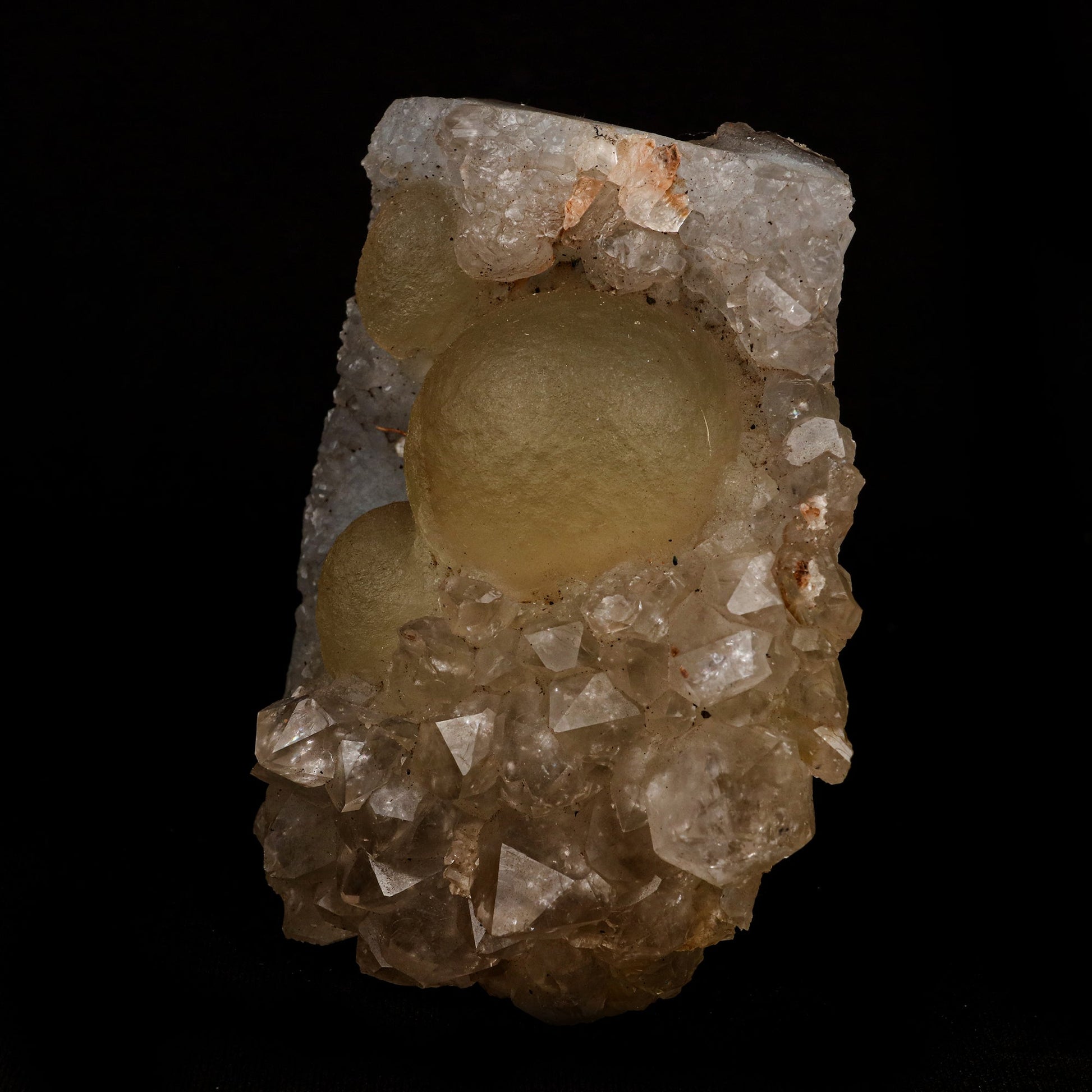 Fluorite Ball Inside MM Quartz Natural Mineral Specimen # B 5310  https://www.superbminerals.us/products/fluorite-ball-inside-mm-quartz-natural-mineral-specimen-b-5310  Features: These golden botryoidal fluorites are unique and extremely attractive. This specimen features a a very gemmy, good sized, rich golden color, fluorite "sphere" on gemmy, colorless, stubby quartz crystal matrix. Primary Mineral(s):&nbsp;Fluorite Secondary Mineral(s):&nbsp;MM QuartzMatrix:&nbsp;N/A 3.5
