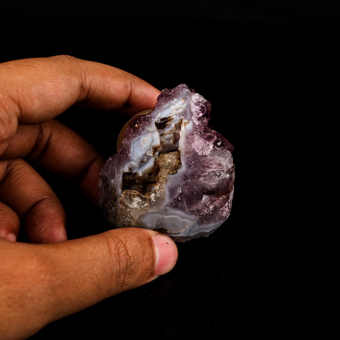 Fluorite ball on Amethyst Natural Mineral Specimen # B 6131 Fluorite Superb Minerals 