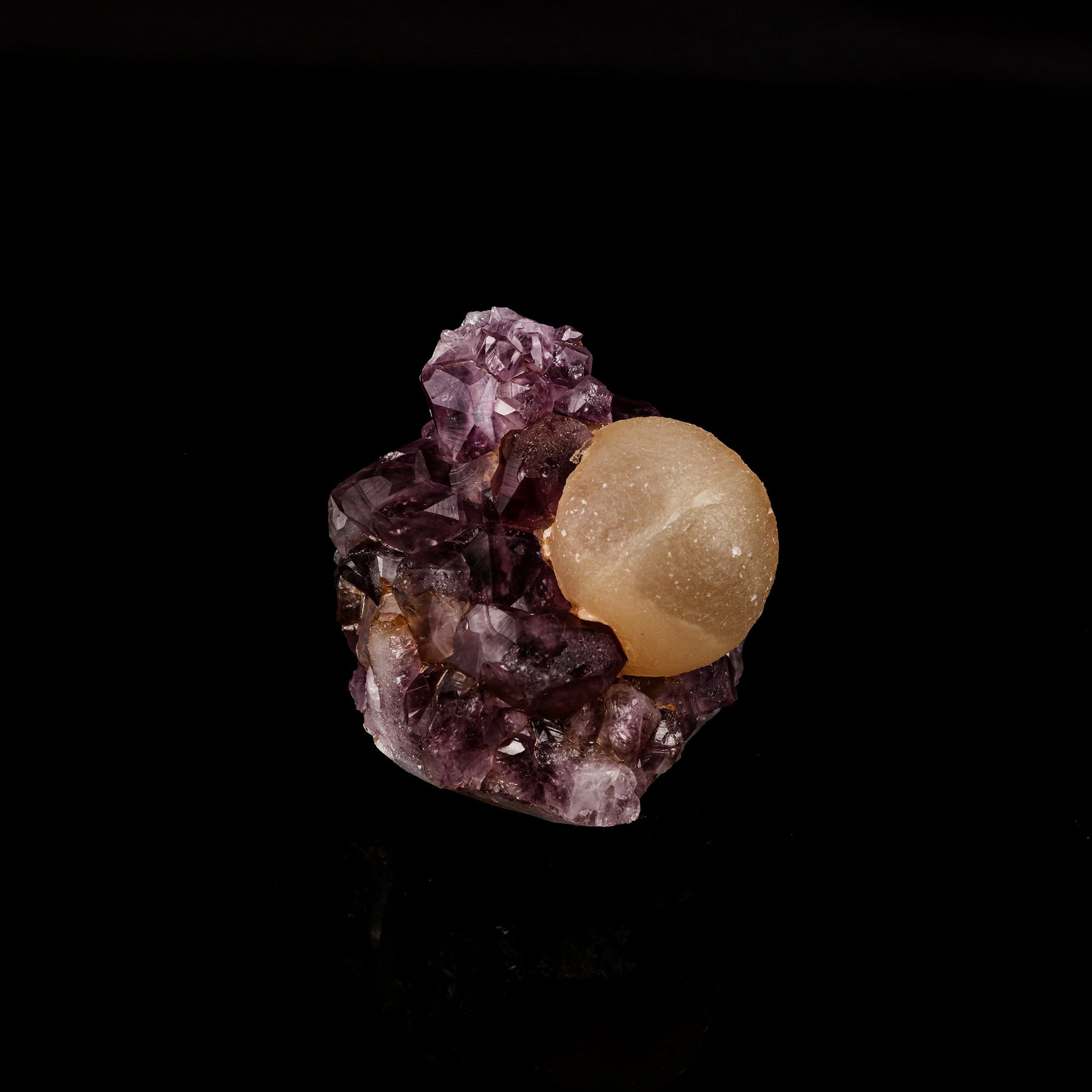 Fluorite ball on Amethyst Natural Mineral Specimen # B 6131 Fluorite Superb Minerals 