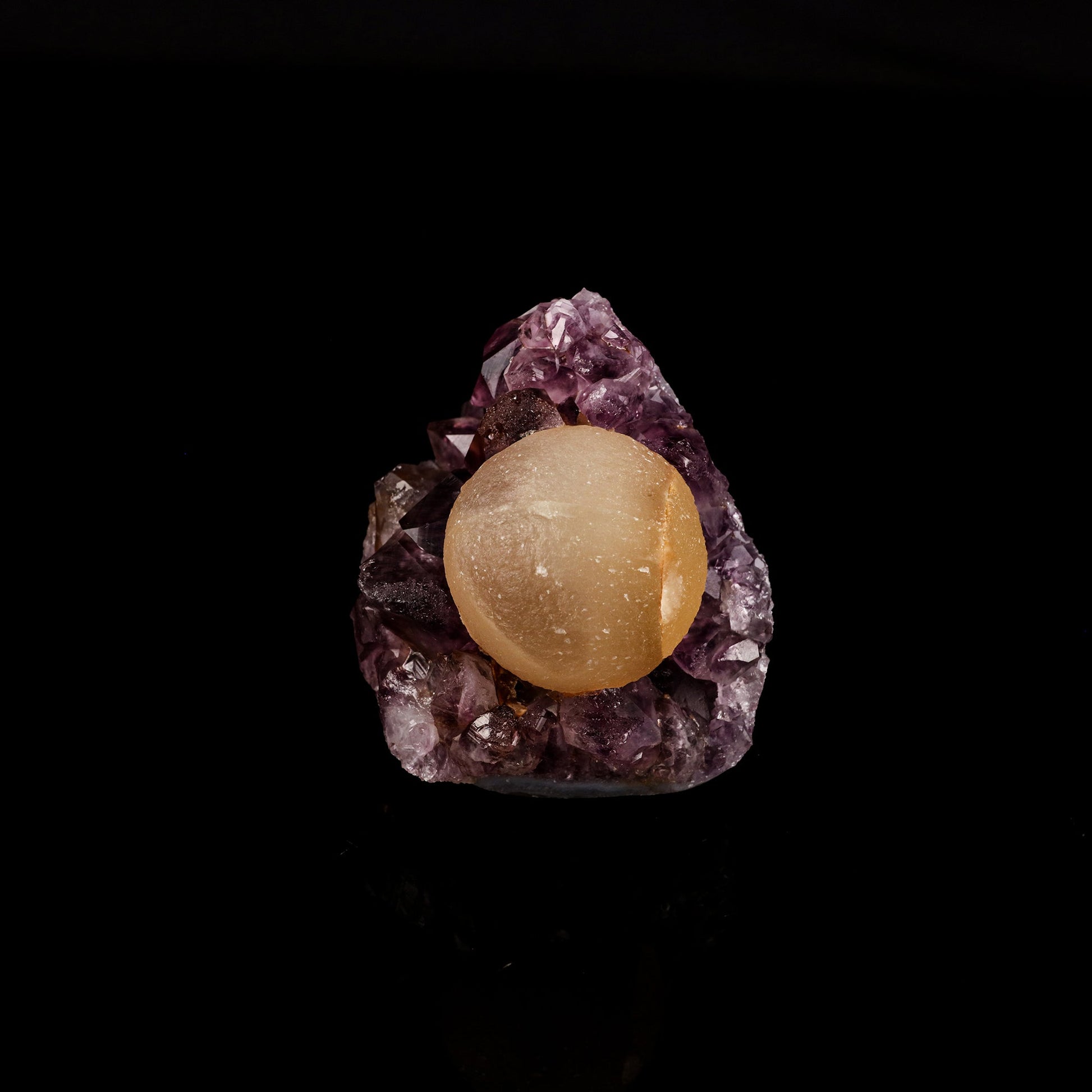 Fluorite ball on Amethyst Natural Mineral Specimen # B 6131 Fluorite Superb Minerals 