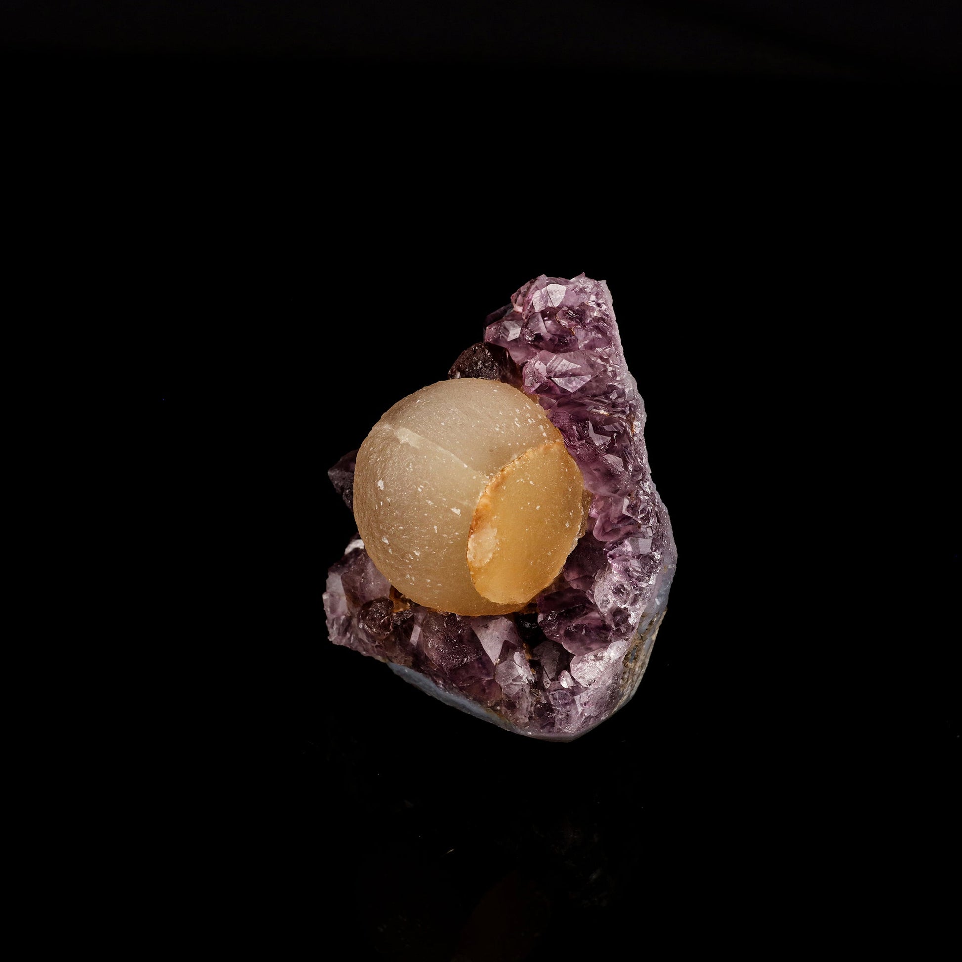 Fluorite ball on Amethyst Natural Mineral Specimen # B 6131 Fluorite Superb Minerals 