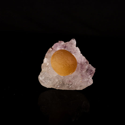 Fluorite ball on Amethyst Natural Mineral Specimen # B 6189 Fluorite Superb Minerals 