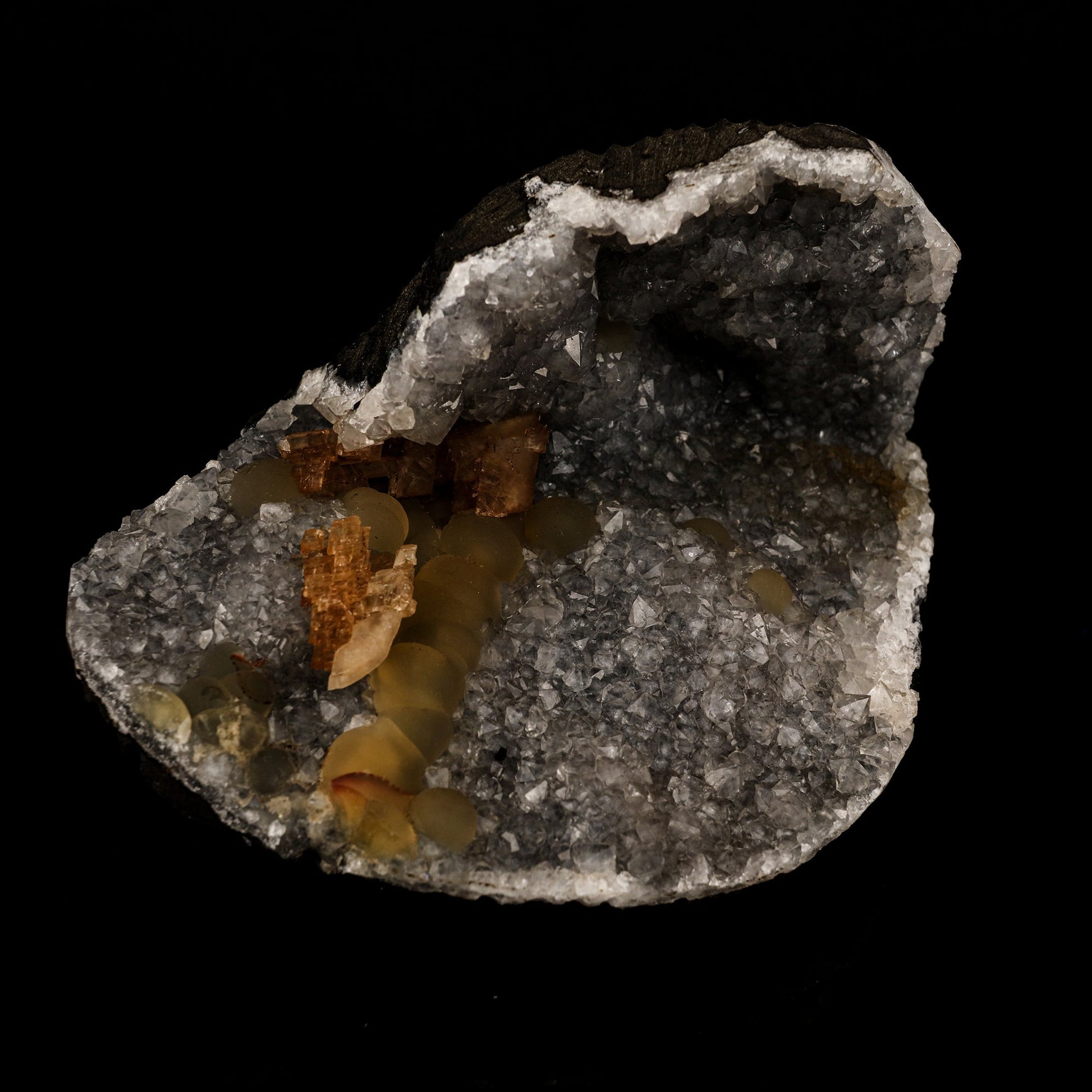 Fluorite balls With Sparkling Calcite on MM Quartz Natural Mineral Specimen # B 5916 Fluorite Superb Minerals 