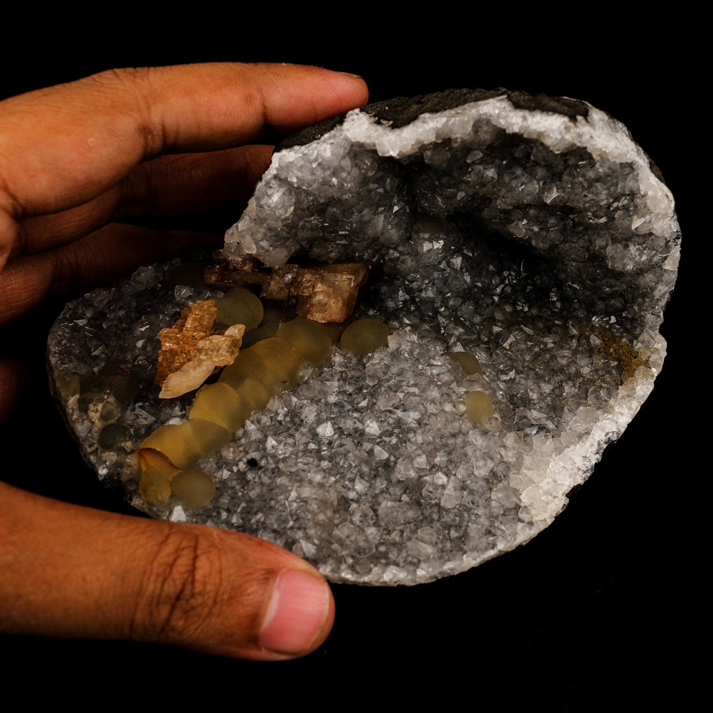 Fluorite balls With Sparkling Calcite on MM Quartz Natural Mineral Specimen # B 5916 Fluorite Superb Minerals 