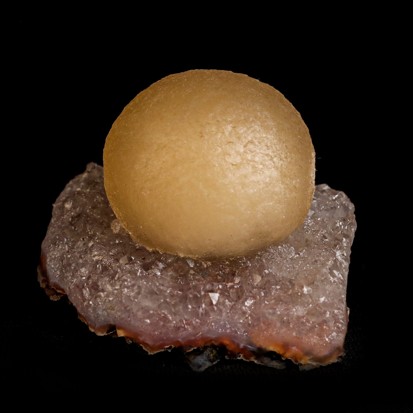 Fluorite Botryoidal on Quartz Natural Mineral Specimen # B 5039  https://www.superbminerals.us/products/fluorite-botriodal-on-quartz-natural-mineral-specimen-b-5039  Features:&nbsp;This specimen is a great example of this well-known material, with a delicate golden-yellow sphere sitting on a somewhat smokey colour Quartz crystal matrix.It's crucial to note that the Quartz is crystallised, as many pieces from this locality have Fluorite atop cryptocrystalline Quartz