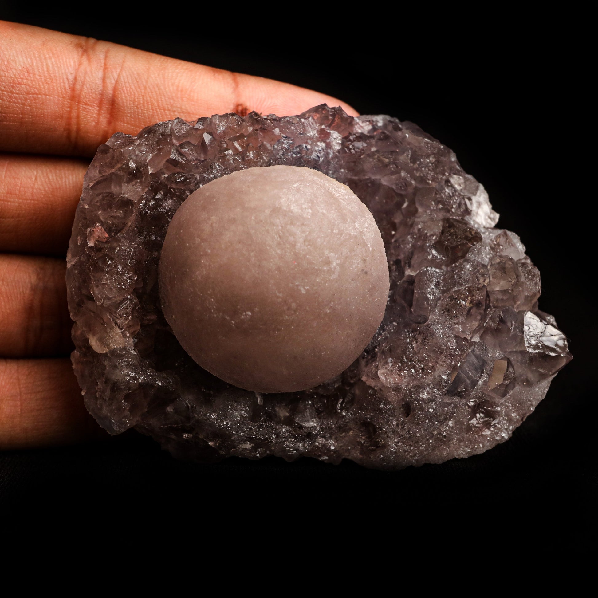 Fluorite Botryoidal on Quartz Natural Mineral Specimen # B 5042  https://www.superbminerals.us/products/fluorite-botryoidal-on-quartz-natural-mineral-specimen-b-5042  Features: This specimen is a great example of this well-known material, with a delicate golden-yellow sphere sitting on a somewhat smokey colour Quartz crystal matrix.It's crucial to note that the Quartz is crystallised, as many pieces from this locality have Fluorite atop cryptocrystalline Quartz, such as Chalcedony