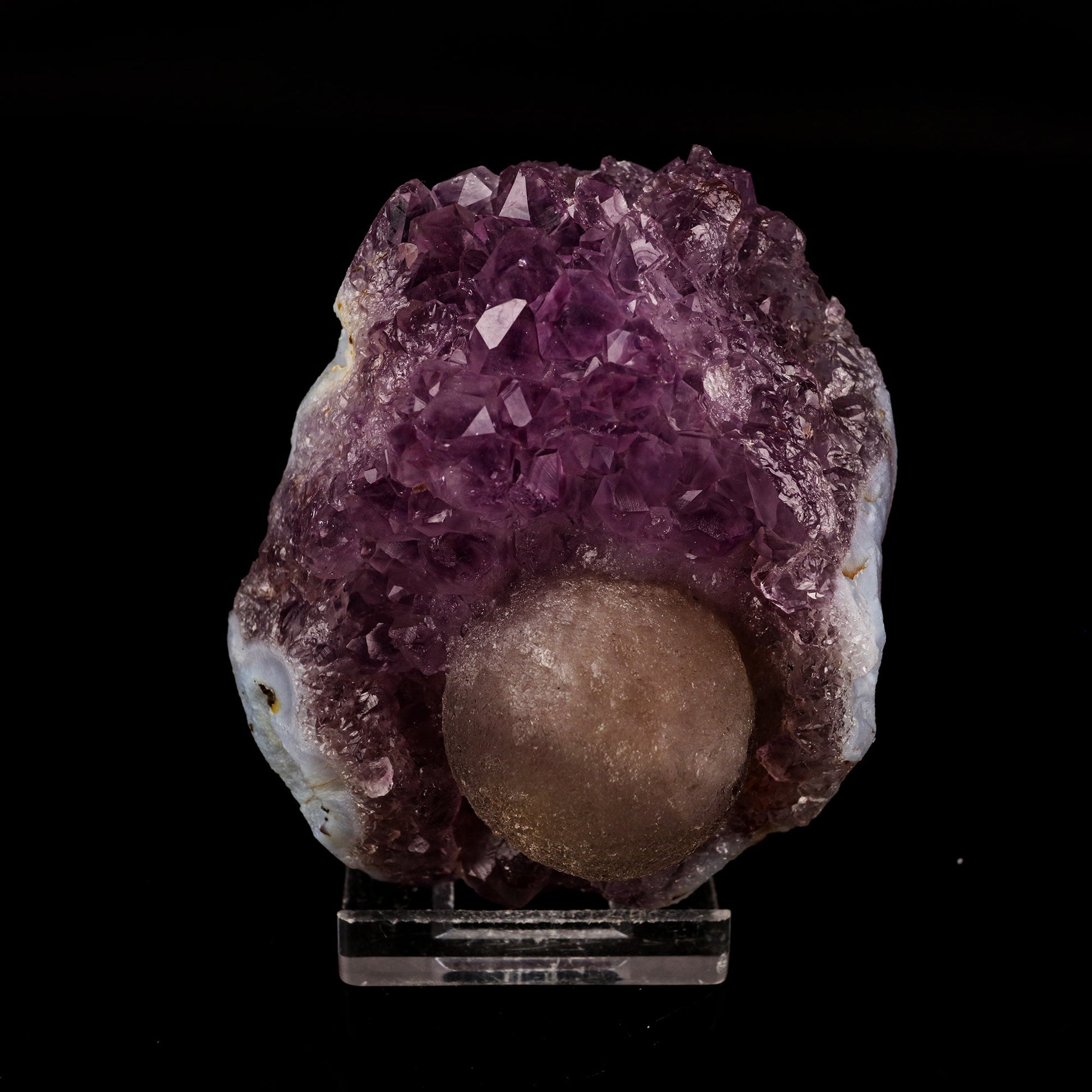 Fluorite Huge Ball on Amethyst Very Rare Natural Mineral Specimen # B 5923 Fluorite Superb Minerals 