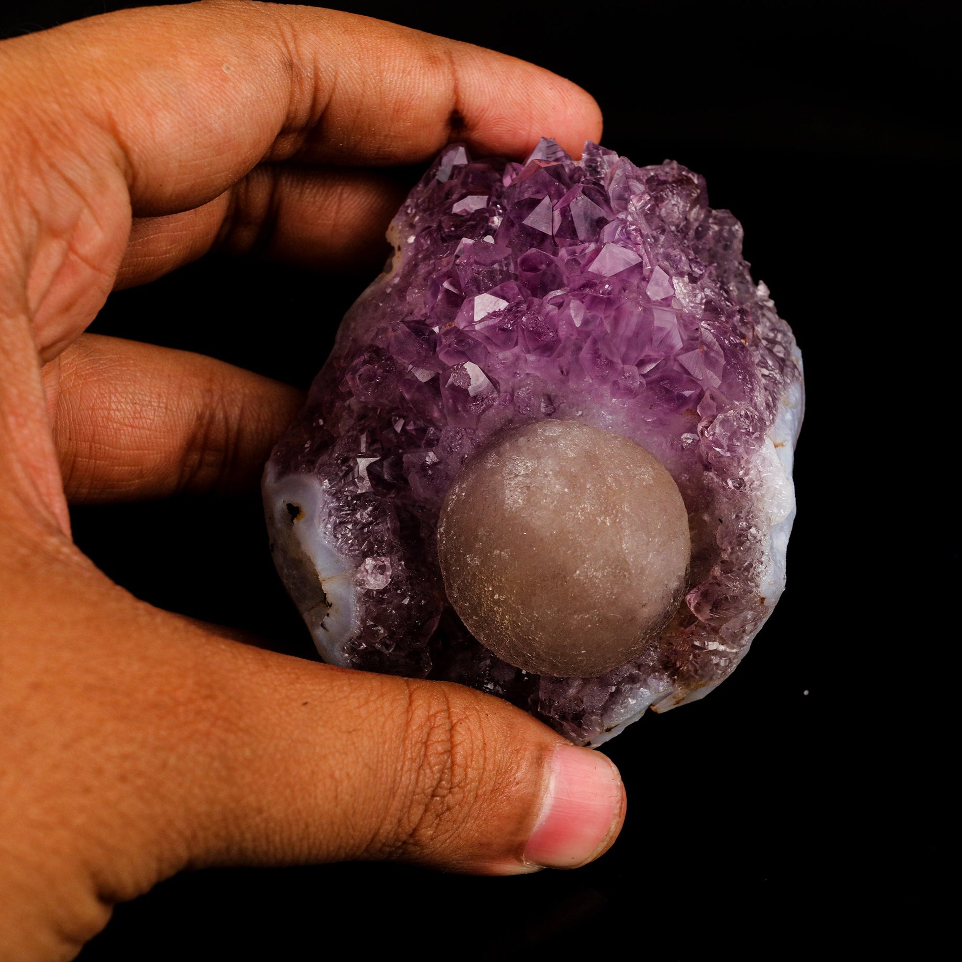 Fluorite Huge Ball on Amethyst Very Rare Natural Mineral Specimen # B 5923 Fluorite Superb Minerals 