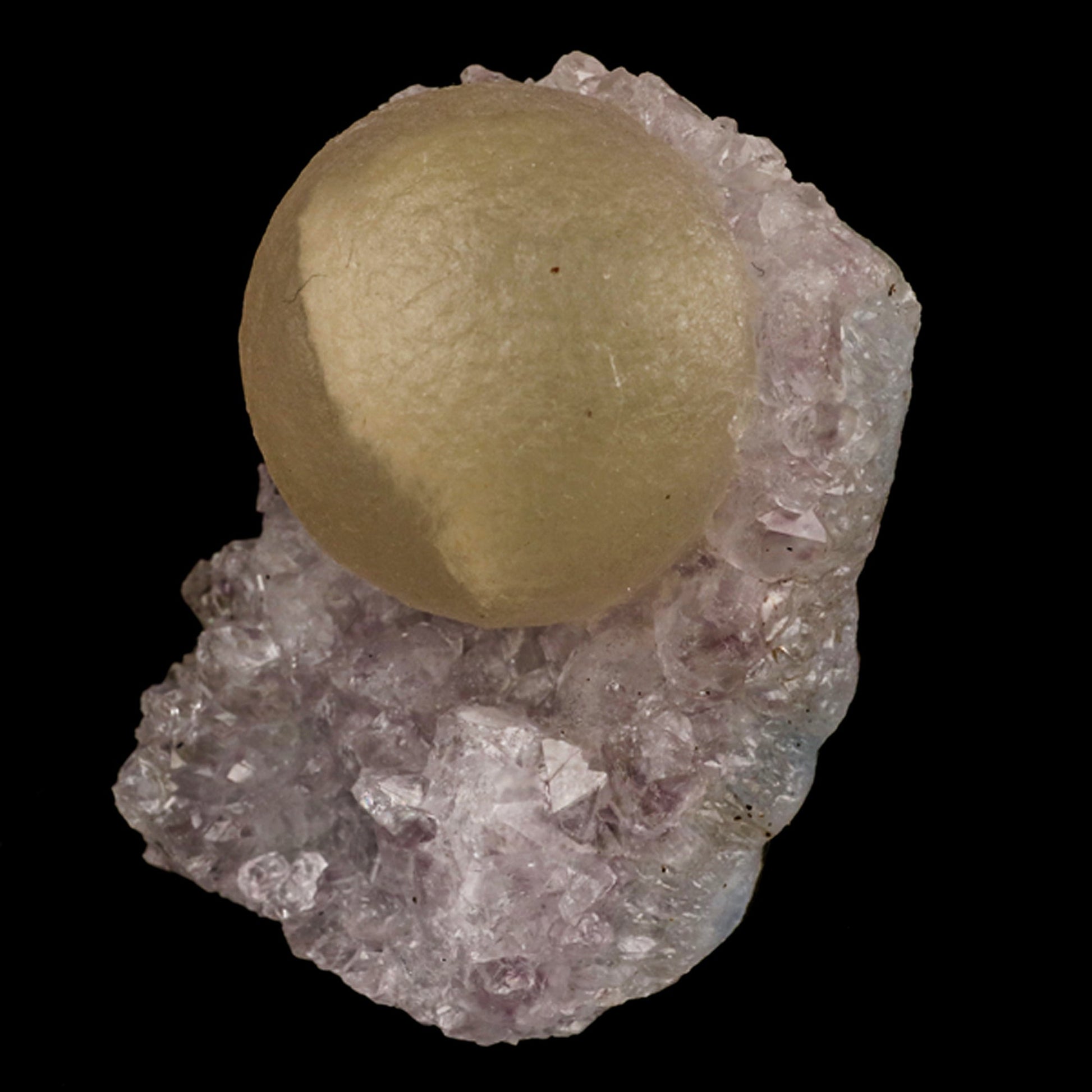 Fluorite Huge Ball on Amethyst Very Rare Natural Mineral Specimen # B 5926 Thomsonite Superb Minerals 
