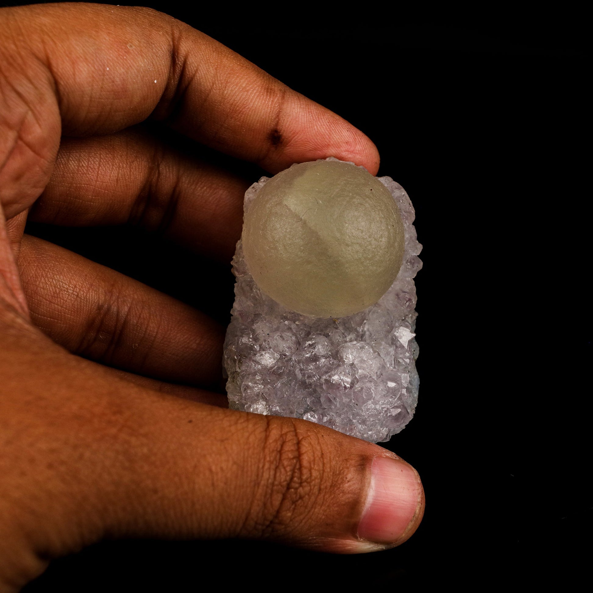 Fluorite Huge Ball on Amethyst Very Rare Natural Mineral Specimen # B 5926 Thomsonite Superb Minerals 