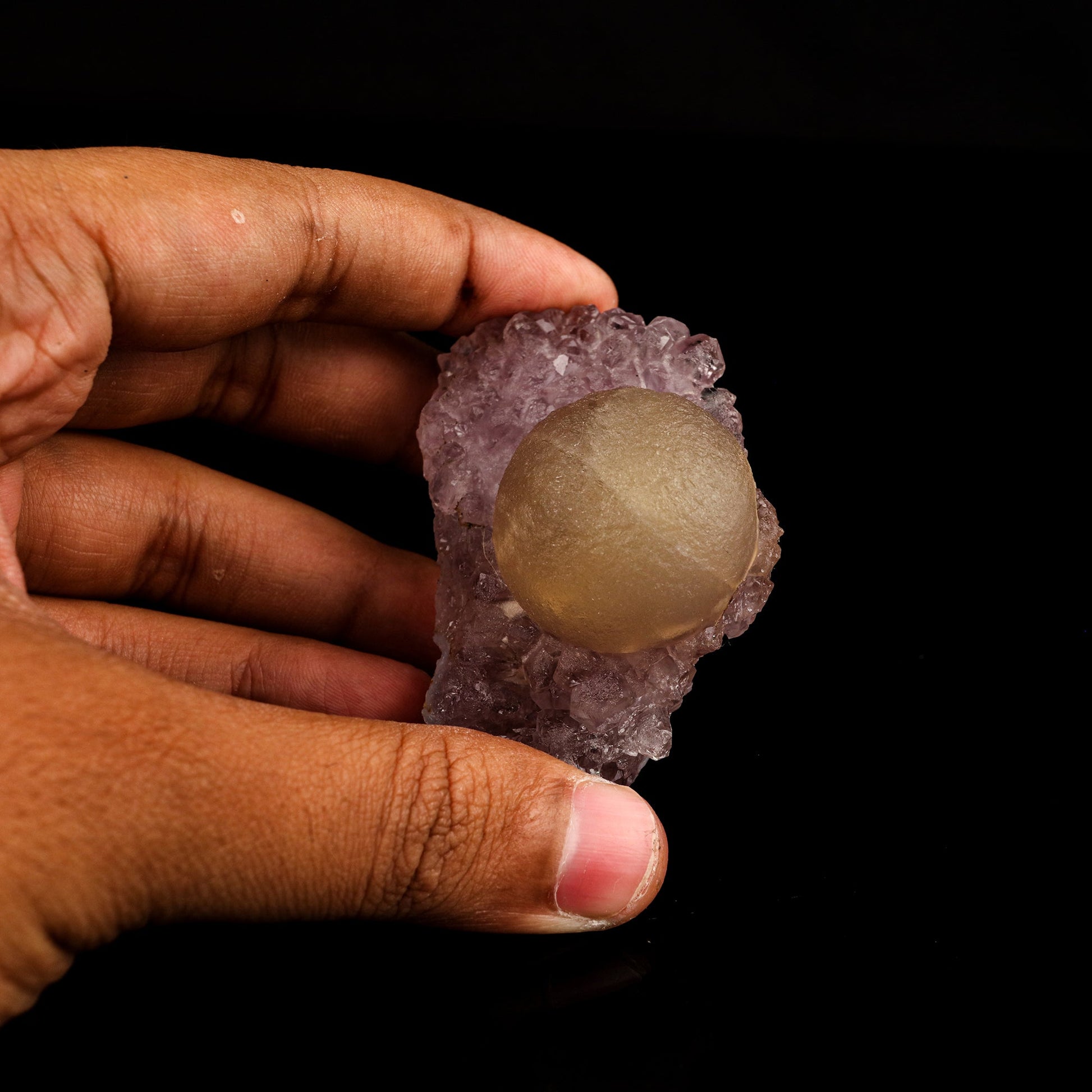 Fluorite Huge Ball on Amethyst Very Rare Natural Mineral Specimen # B 5953 Fluorite Superb Minerals 