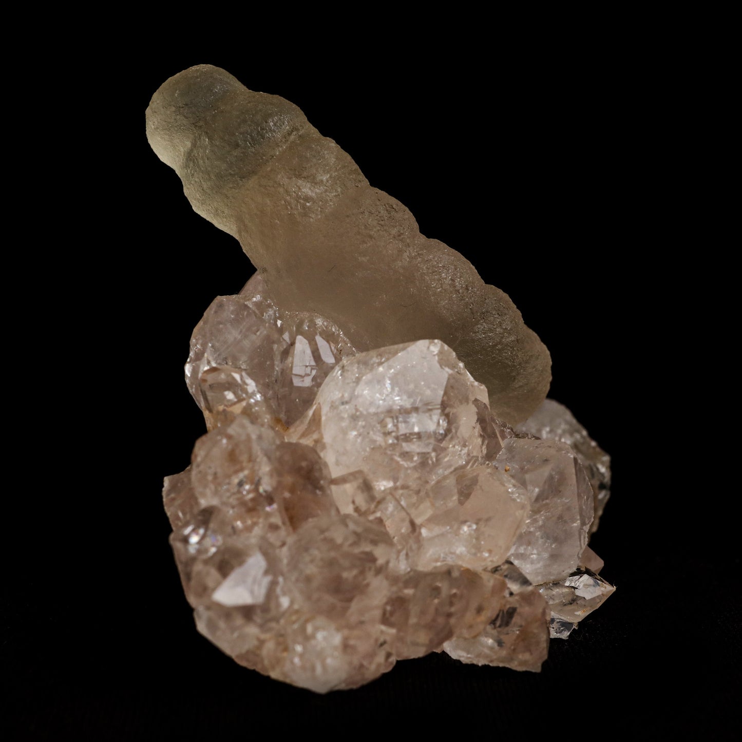 Fluorite (unusual Formation) on MM Quartz Natural Mineral Specimen # …  https://www.superbminerals.us/products/fluorite-tamarind-formation-on-mm-quartz-natural-mineral-specimen-b-5050  Features: The Fluorite on this specimen has a yellow or gold hue and despite the fact that it is not truly crystallized (it's essentially spherical and/or amorphous), it's very gemmy and eye-catching when backlit. The Fluorite is sitting on gemmy colorless Quartz crystals, some of which show very minor Amethyst