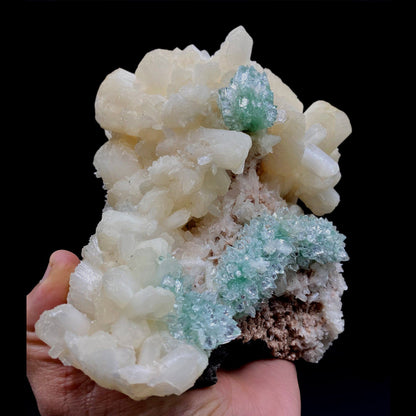 Gemmy Ridge of Terminated Green Apophyllite With Stilbite on Heulandite # Q3 Apophyllite Superb Minerals 