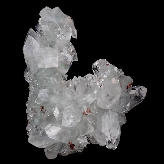 Gemmy Terminated Apophyllite Cluster Natural Mineral Specimen # B 4219  https://www.superbminerals.us/products/gemmy-terminated-apophyllite-cluster-natural-mineral-specimen-b-4219  Features:Fantastic doubly terminated colorless, very glassy, tetragonal apophyllite crystals with striking water-clear, gem, highly modified pinacoidal terminations around translucent bodies are dramatically stacked to form a stunning architectural stalactite from Jalgaon. The crowning crystal is bit long.