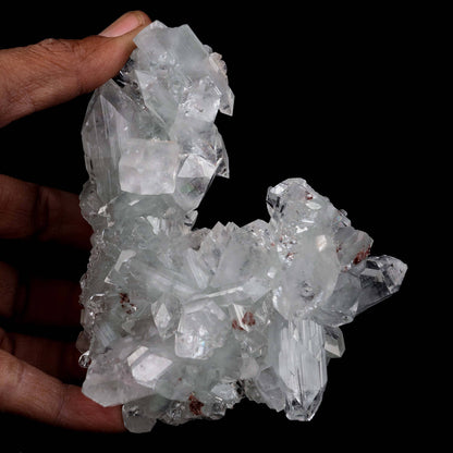 Gemmy Terminated Apophyllite Cluster Natural Mineral Specimen # B 4219  https://www.superbminerals.us/products/gemmy-terminated-apophyllite-cluster-natural-mineral-specimen-b-4219  Features:Fantastic doubly terminated colorless, very glassy, tetragonal apophyllite crystals with striking water-clear, gem, highly modified pinacoidal terminations around translucent bodies are dramatically stacked to form a stunning architectural stalactite from Jalgaon. The crowning crystal is bit long.