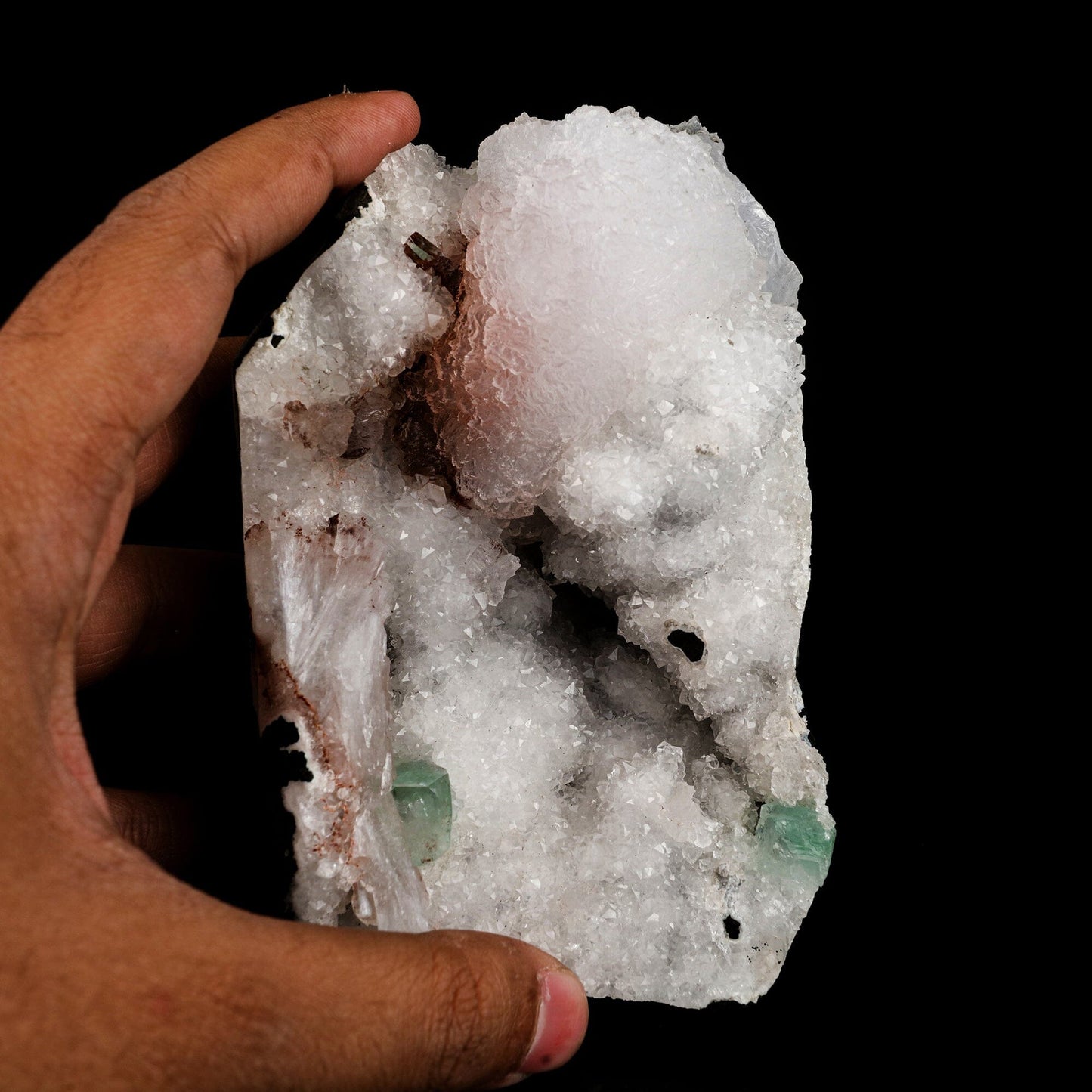 Goosecreekite with MM Quartz and green Apophyllite Self Standing Natural Mineral Specimen # B 6594 Goosecreekite Superb Minerals 