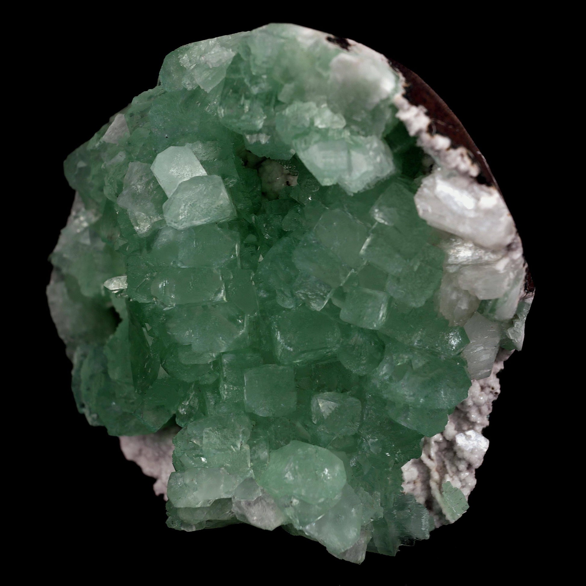Green Apophyllite 3-D Crystals Big Cluster Natural Mineral Specimen #…  https://www.superbminerals.us/products/green-apophyllite-3-d-crystals-big-cluster-natural-mineral-specimen-b-4626  Features: Striking, huge, and sculptural 3-dimensional matrix combination from an undisclosed Maharashtra State location. The item is dominated by two-toned, mint-green and off-white, glossy, transparent, blocky tetragonal apophyllite crystals with satin lustre faces.The apophyllites compliment each other nicely