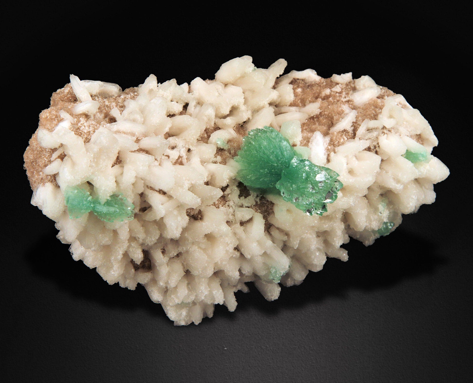 Green Apophyllite Bow Formation Mounted on Stilbite Heulandite Plate #W40 Apophyllite Superb Minerals 