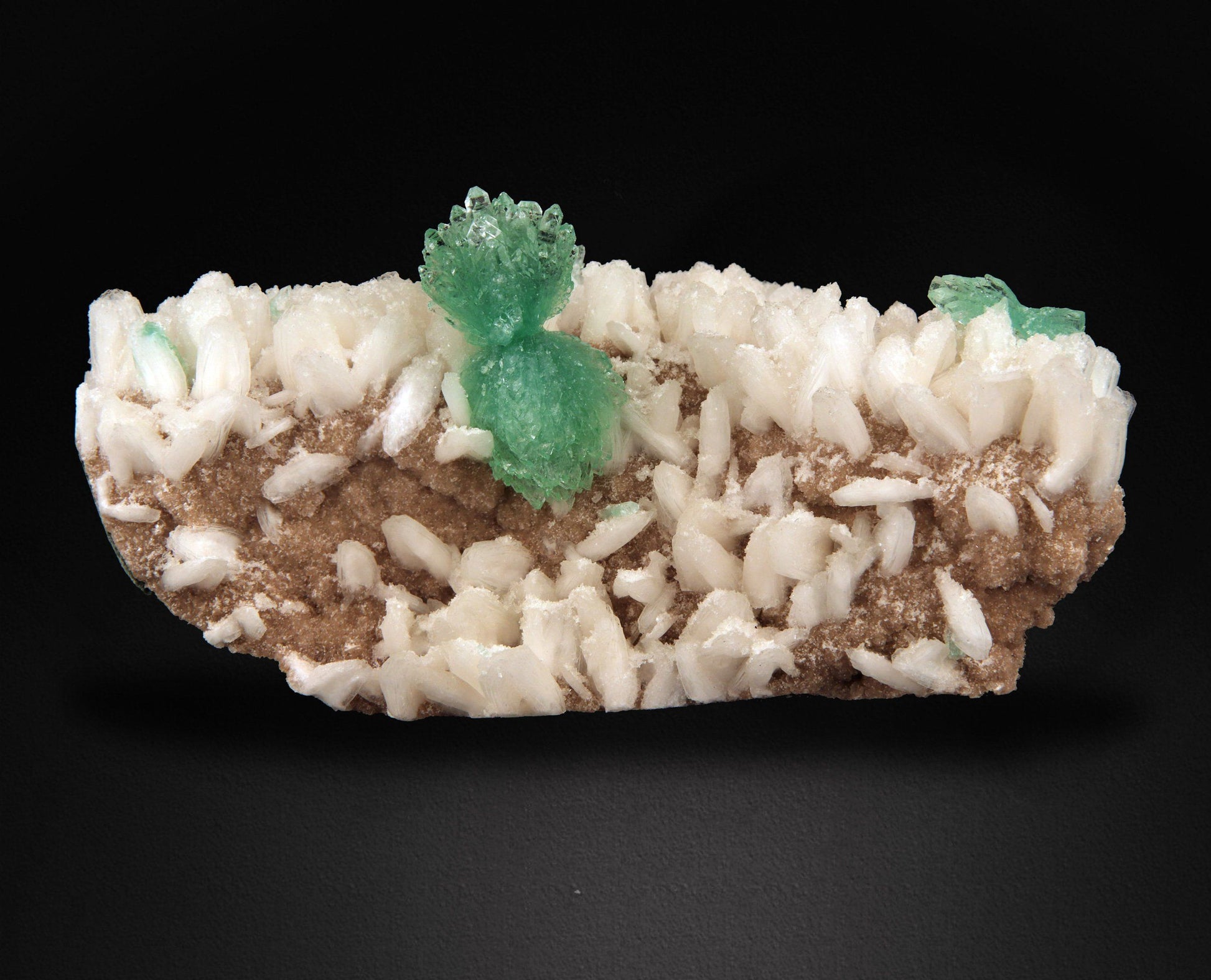 Green Apophyllite Bow Formation Mounted on Stilbite Heulandite Plate #W40 Apophyllite Superb Minerals 
