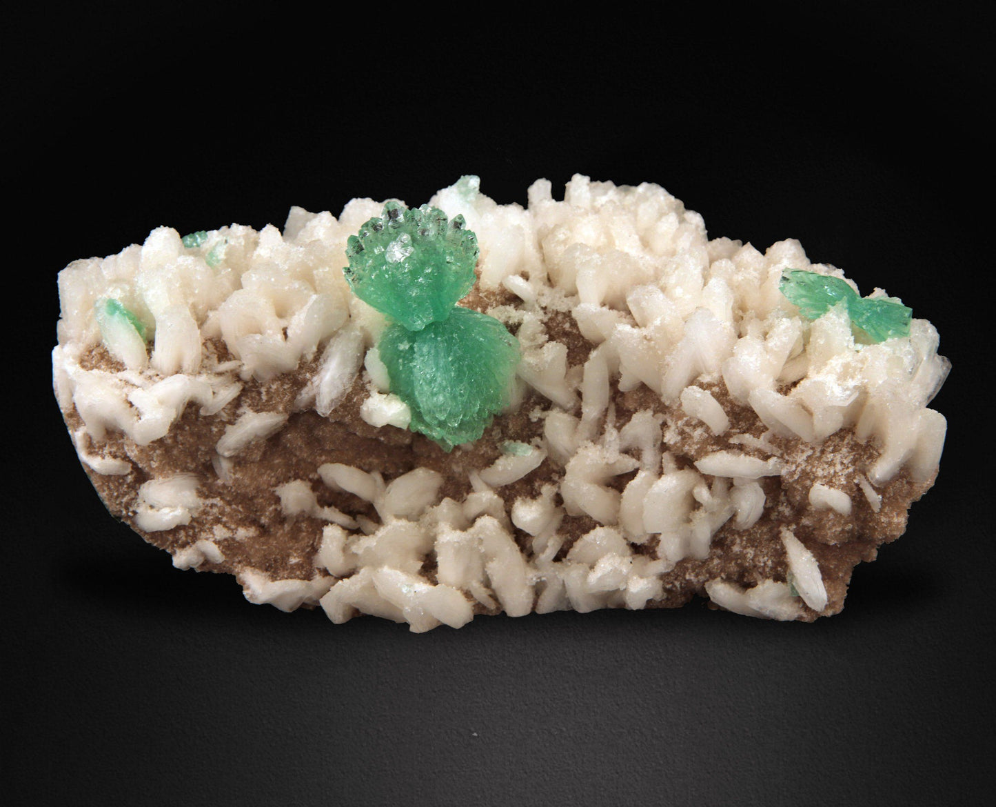 Green Apophyllite Bow Formation Mounted on Stilbite Heulandite Plate #W40 Apophyllite Superb Minerals 