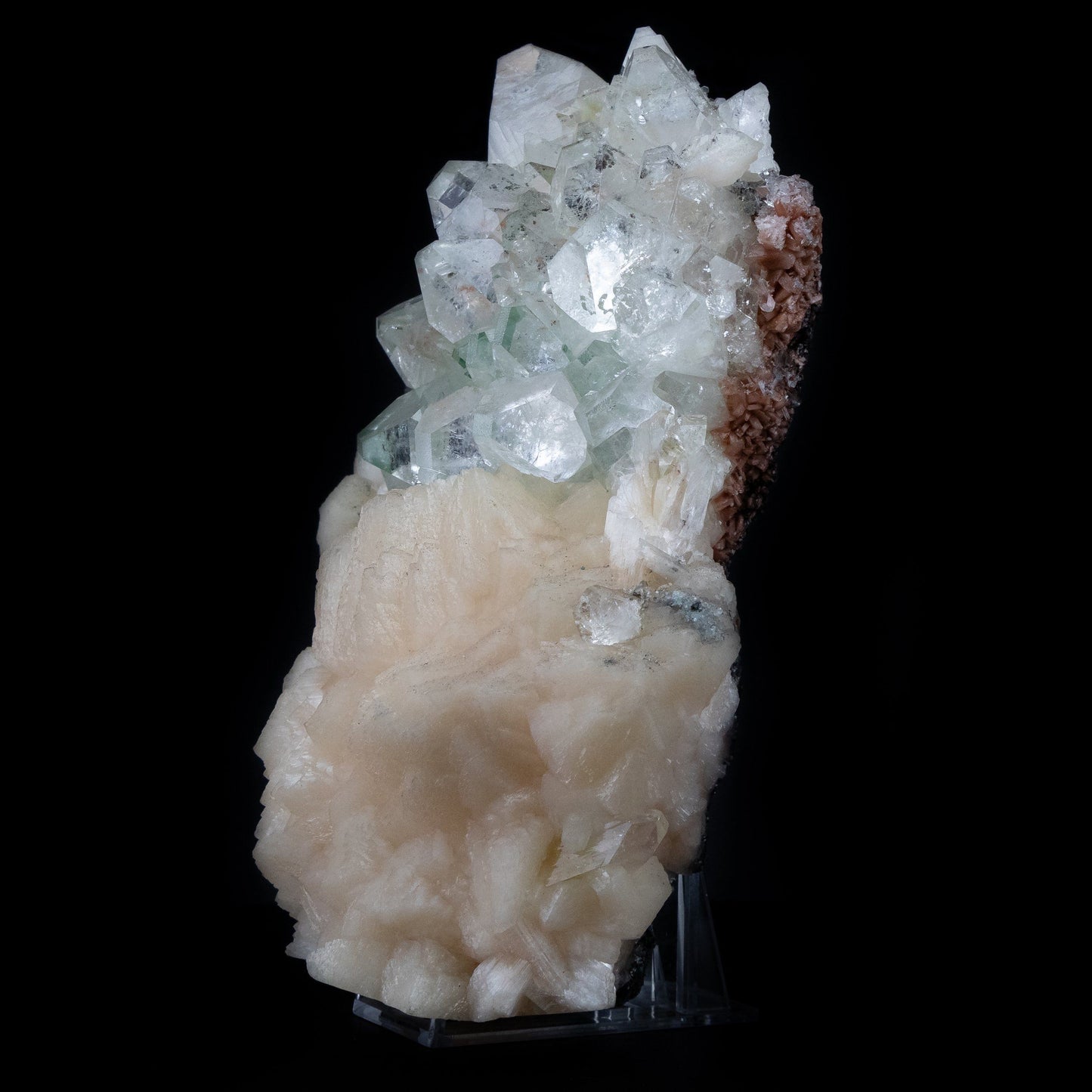 Green Apophyllite Cluster with Large Stilbite Formations - #B8 Apophyllite & Stilbite Superb Minerals 