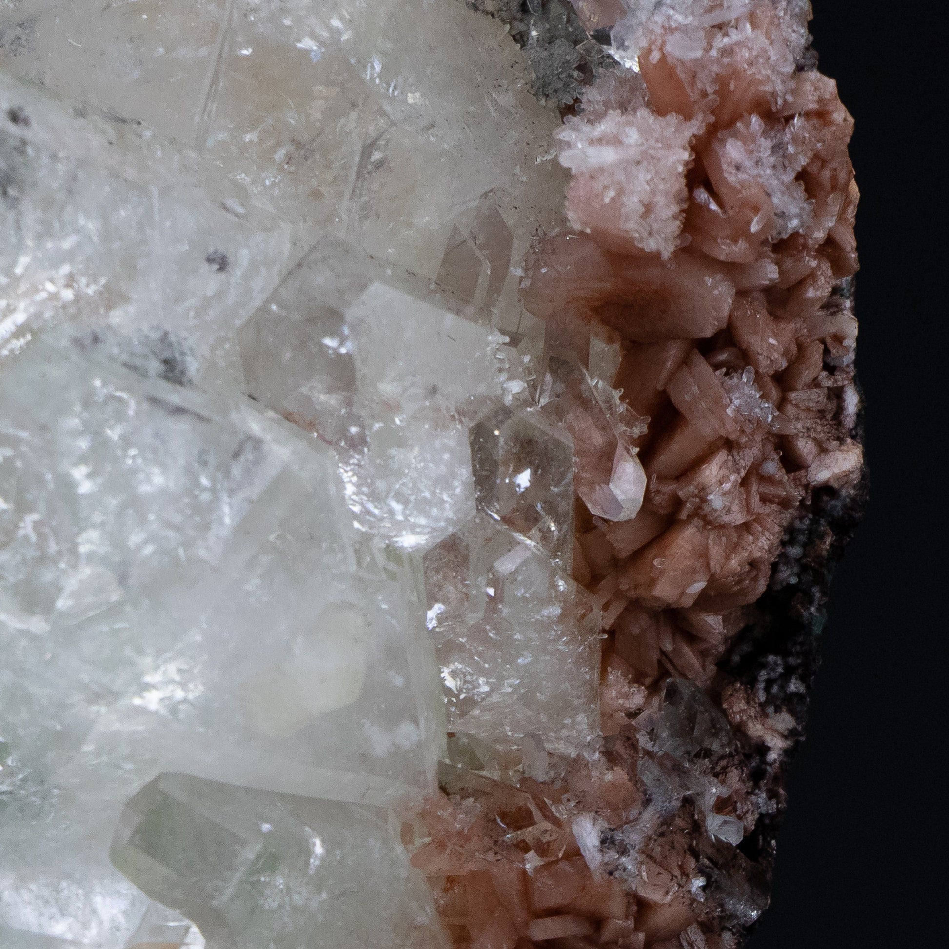 Green Apophyllite Cluster with Large Stilbite Formations - #B8 Apophyllite & Stilbite Superb Minerals 