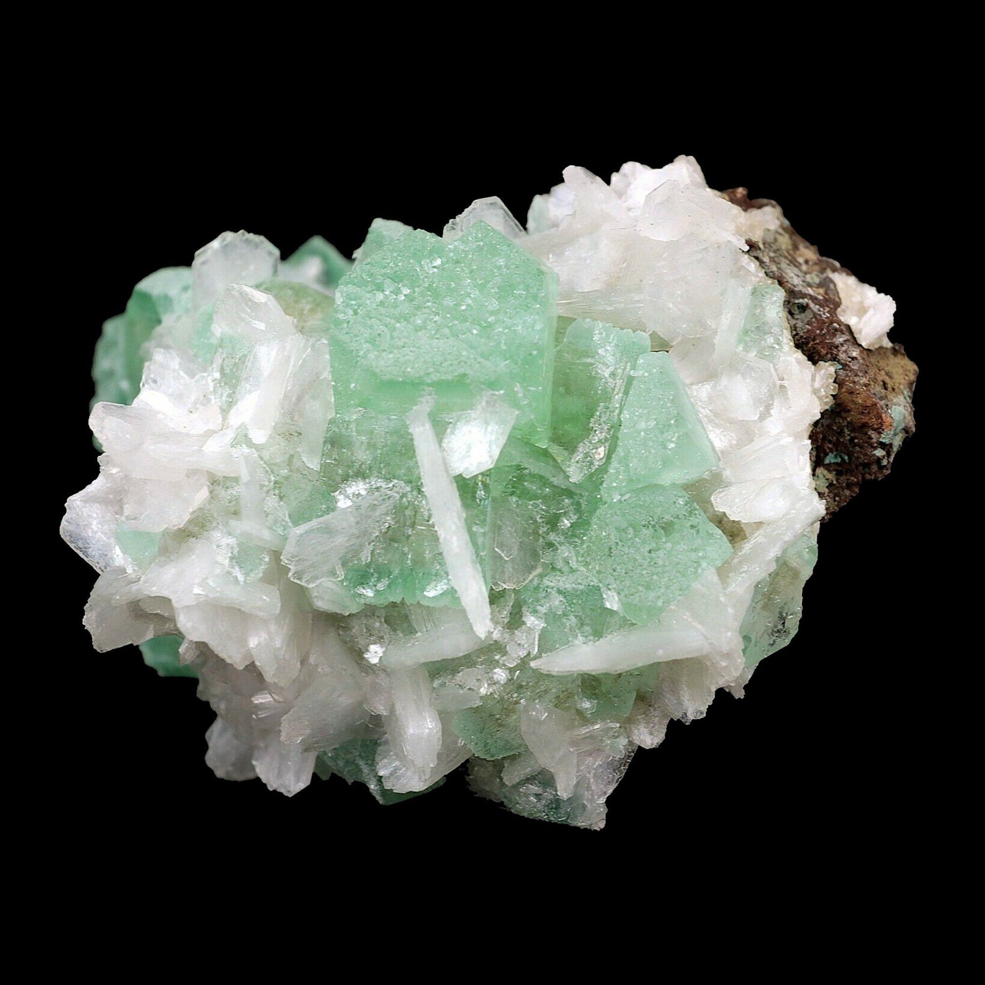 Green Apophyllite Crystal with Stilbite Natural Mineral Specimen # B 3…  https://www.superbminerals.us/products/apophyllite-green-crystal-with-stilbite-natural-mineral-specimen-b-3647  Features:Lovely Green Apophyllite Crystal Cluster Specimen with Stilbite from Aurangabad India. This unique specimen features a large green colored cubic formation Apophyllite with cream colored stilbite. This is a beautiful Zeolite specimen! Primary Mineral(s): ApophylliteSecondary Mineral(s): Stilbite