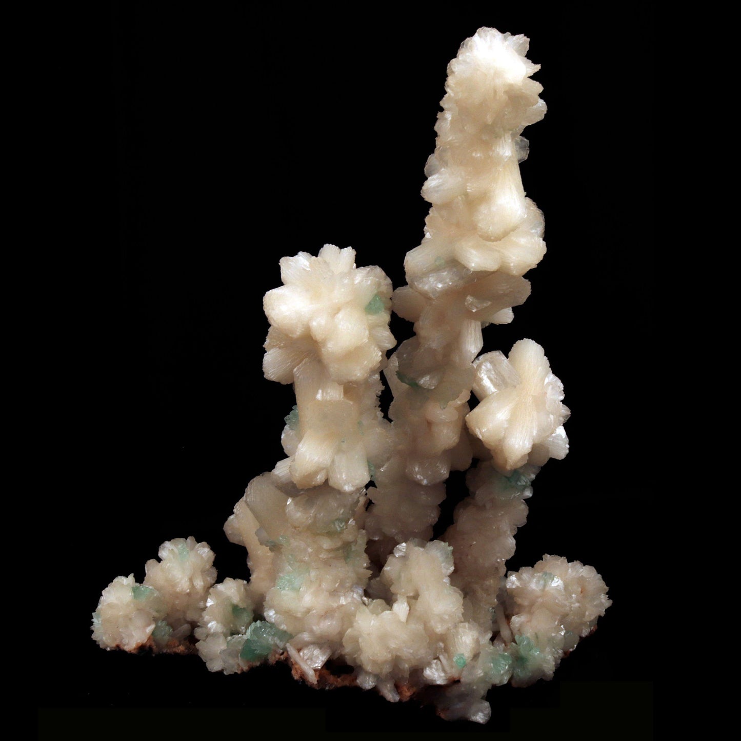 Green Apophyllite Crystals with Stilbite on Heulandite Bush Formation #W35 Apophyllite & Heulandite Superb Minerals 
