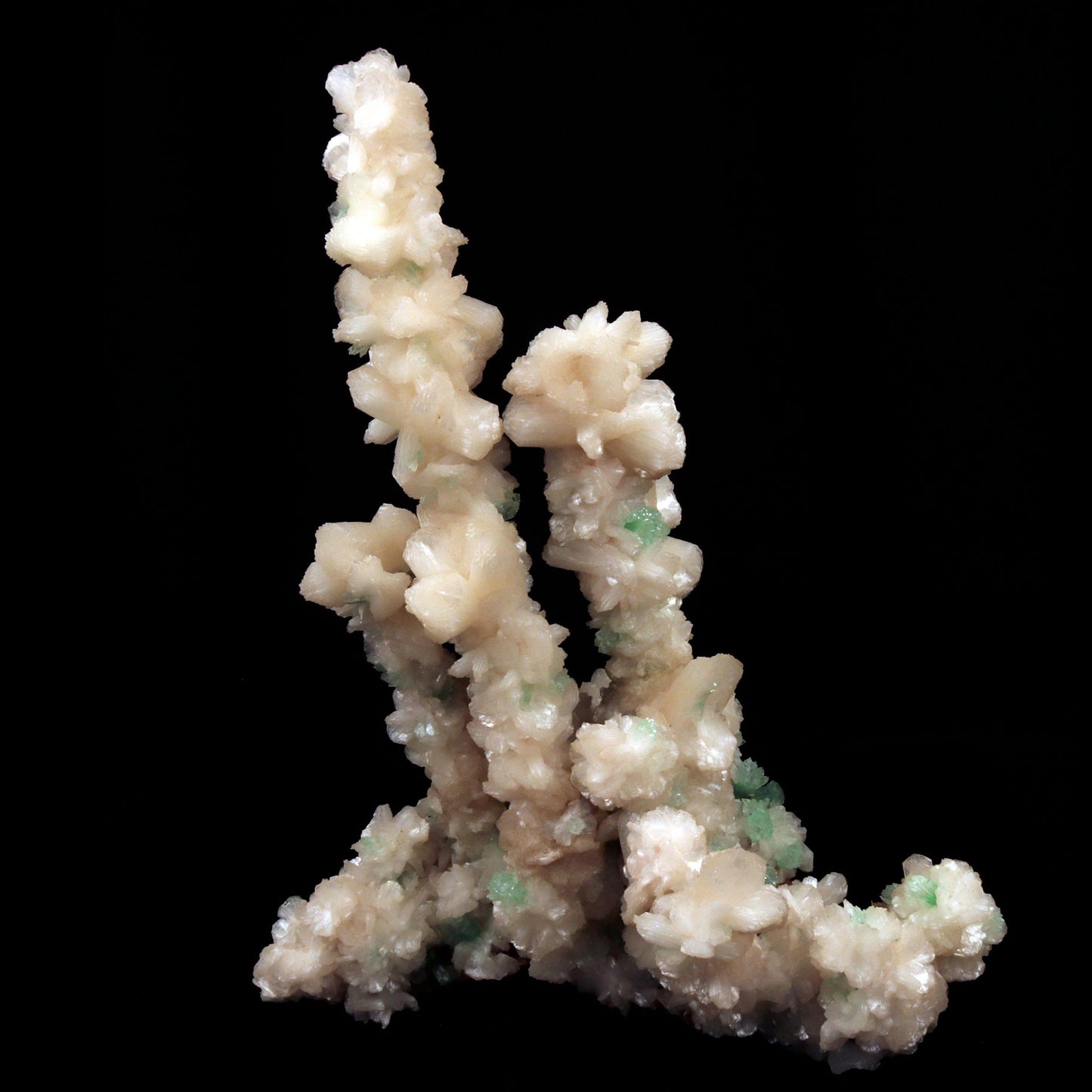 Green Apophyllite Crystals with Stilbite on Heulandite Bush Formation #W35 Apophyllite & Heulandite Superb Minerals 