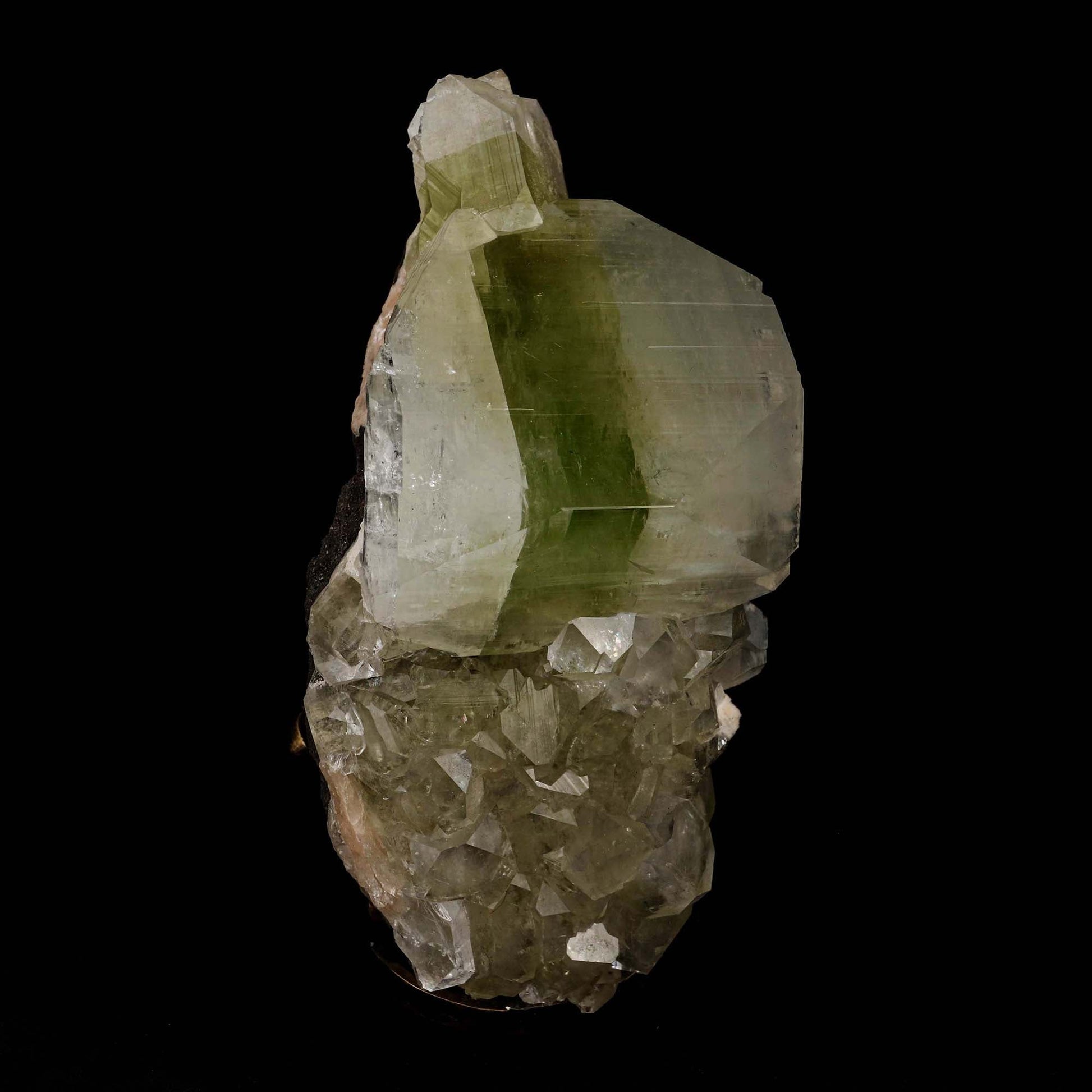 Green Apophyllite Cube Natural Mineral Specimen # B 5187  https://www.superbminerals.us/products/green-apophyllite-cube-natural-mineral-specimen-b-5187  Features: This outstanding huge mounded combination from Jalgaon's recent findings is highlighted by a magnificent color-zoned apophyllite crystal bordered by lesser crystals of the same type.The rich mint-green centres and colourless terminations on the glassy, translucent tetragonal apophyllites are offset