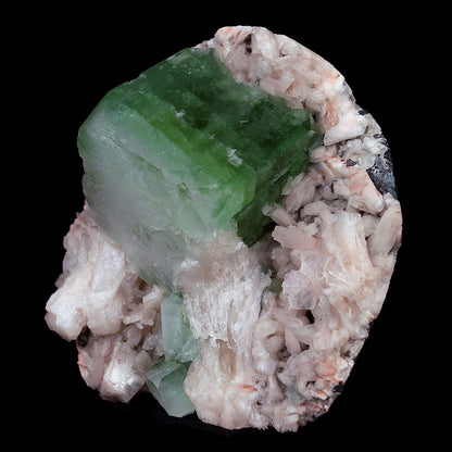 Green Apophyllite Cube with Stilbite Heulandite Natural Mineral # B 41…  https://www.superbminerals.us/products/green-apophyllite-cube-with-stilbite-heulandite-natural-mineral-b-4161  Features:Large shallow vug with a transparent penetrating layerd dark green to mint green Apophyllite cubic crystal on druzy chalcedony formations with Stilbite crystals, all on a bed of white miniature Huelandite crystals on a dark gray Matrix. The color of the Apophyllite is exceptional as is the contrast 