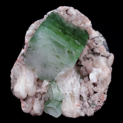 Green Apophyllite Cube with Stilbite Heulandite Natural Mineral # B 41…  https://www.superbminerals.us/products/green-apophyllite-cube-with-stilbite-heulandite-natural-mineral-b-4161  Features:Large shallow vug with a transparent penetrating layerd dark green to mint green Apophyllite cubic crystal on druzy chalcedony formations with Stilbite crystals, all on a bed of white miniature Huelandite crystals on a dark gray Matrix. The color of the Apophyllite is exceptional as is the contrast 