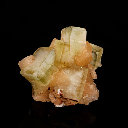 Green Apophyllite Cube with Stilbite Natural Mineral Specimen # B 6182 Apophyllite Superb Minerals 