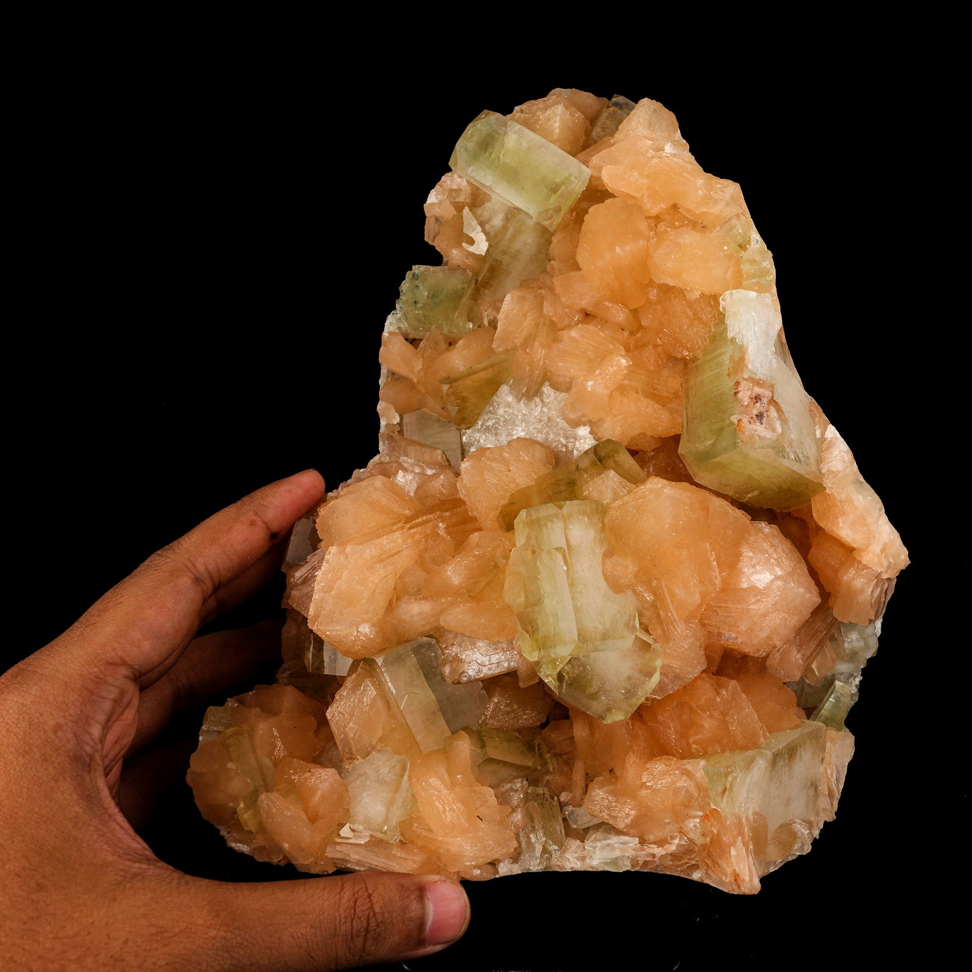 Green Apophyllite Cube with Stilbite Natural Mineral Specimen # B 6211 Apophyllite Superb Minerals 