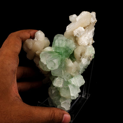 Green Apophyllite Cube with Stilbite Natural Mineral Specimen # B 6241 Apophyllite Superb Minerals 