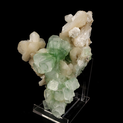 Green Apophyllite Cube with Stilbite Natural Mineral Specimen # B 6241 Apophyllite Superb Minerals 