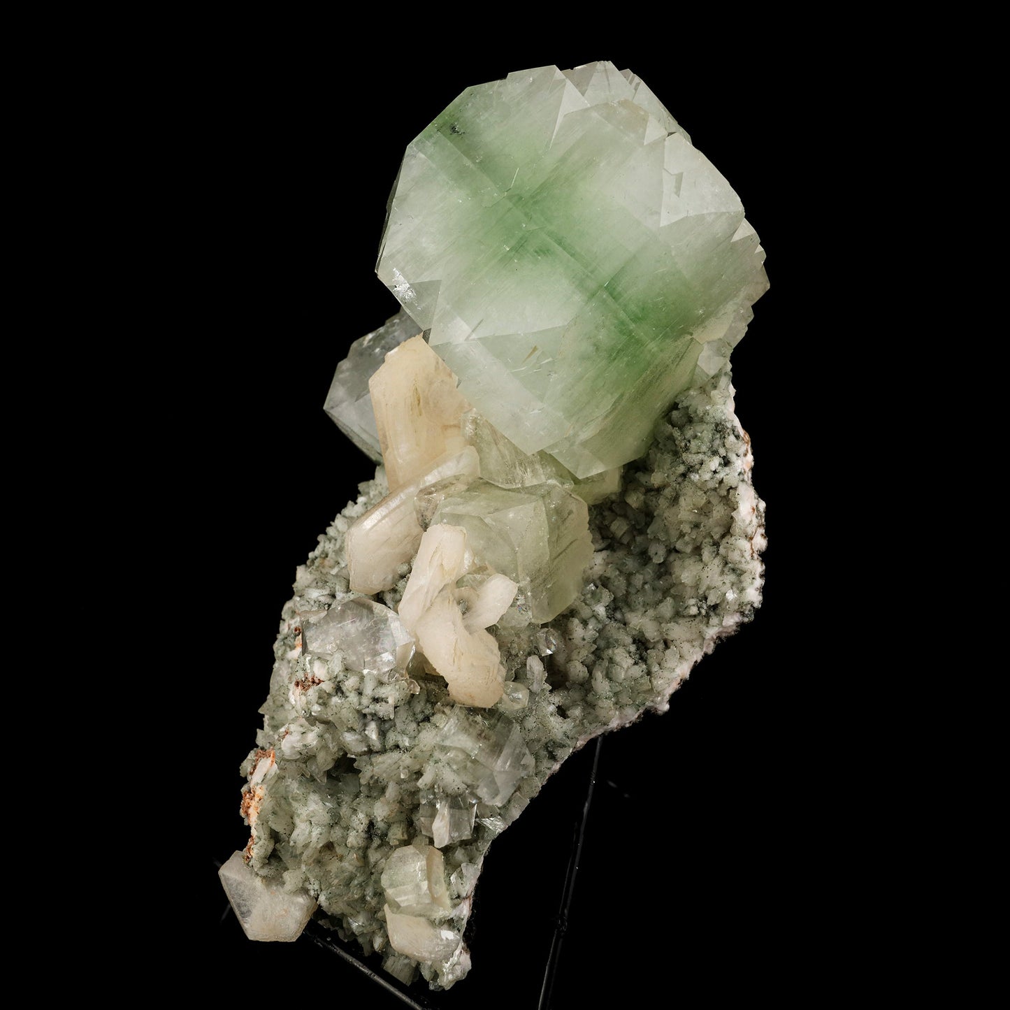 Green Apophyllite Cube with Stilbite Natural Mineral Specimen # B 6243 Apophyllite Superb Minerals 