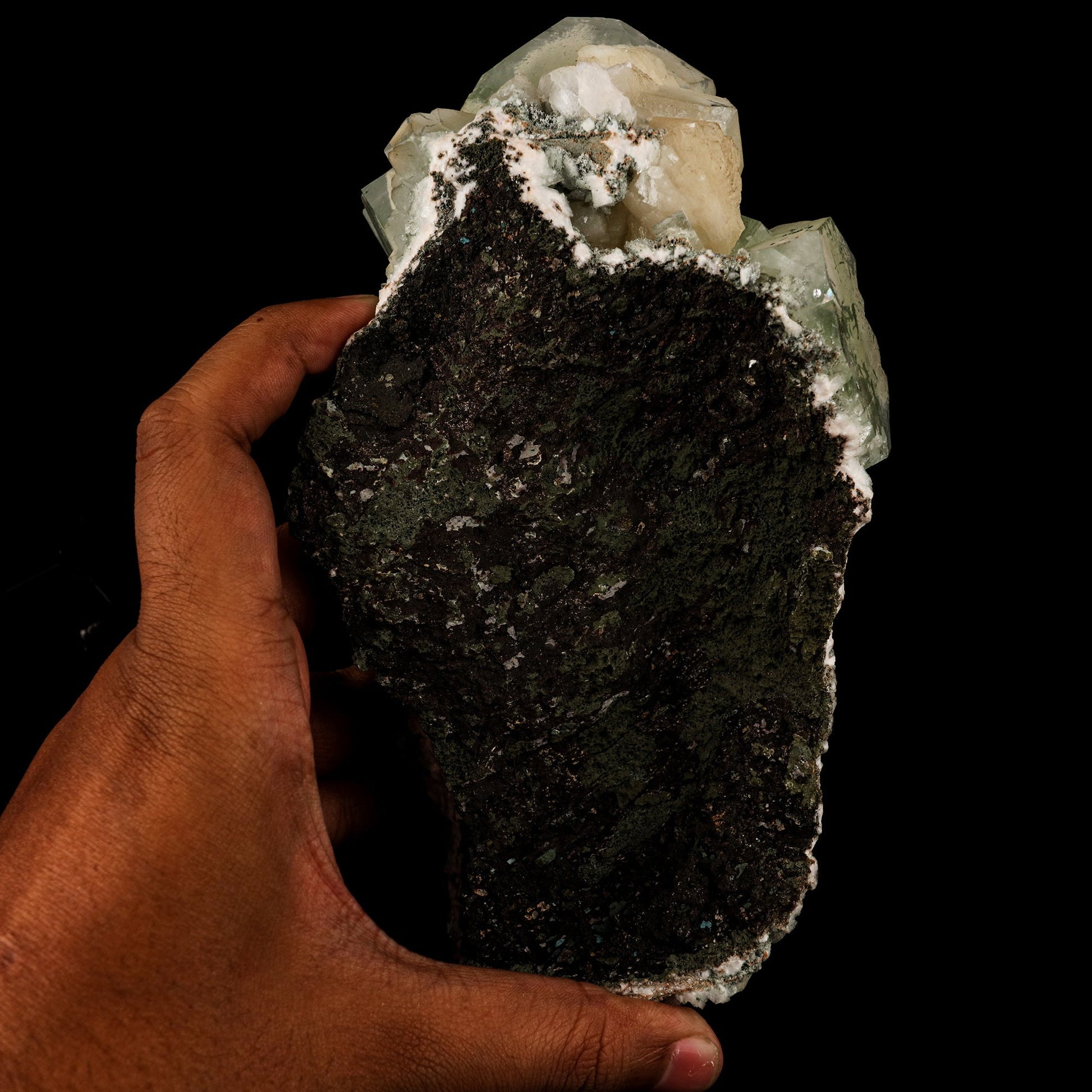 Green Apophyllite Cube with Stilbite Natural Mineral Specimen # B 6243 Apophyllite Superb Minerals 