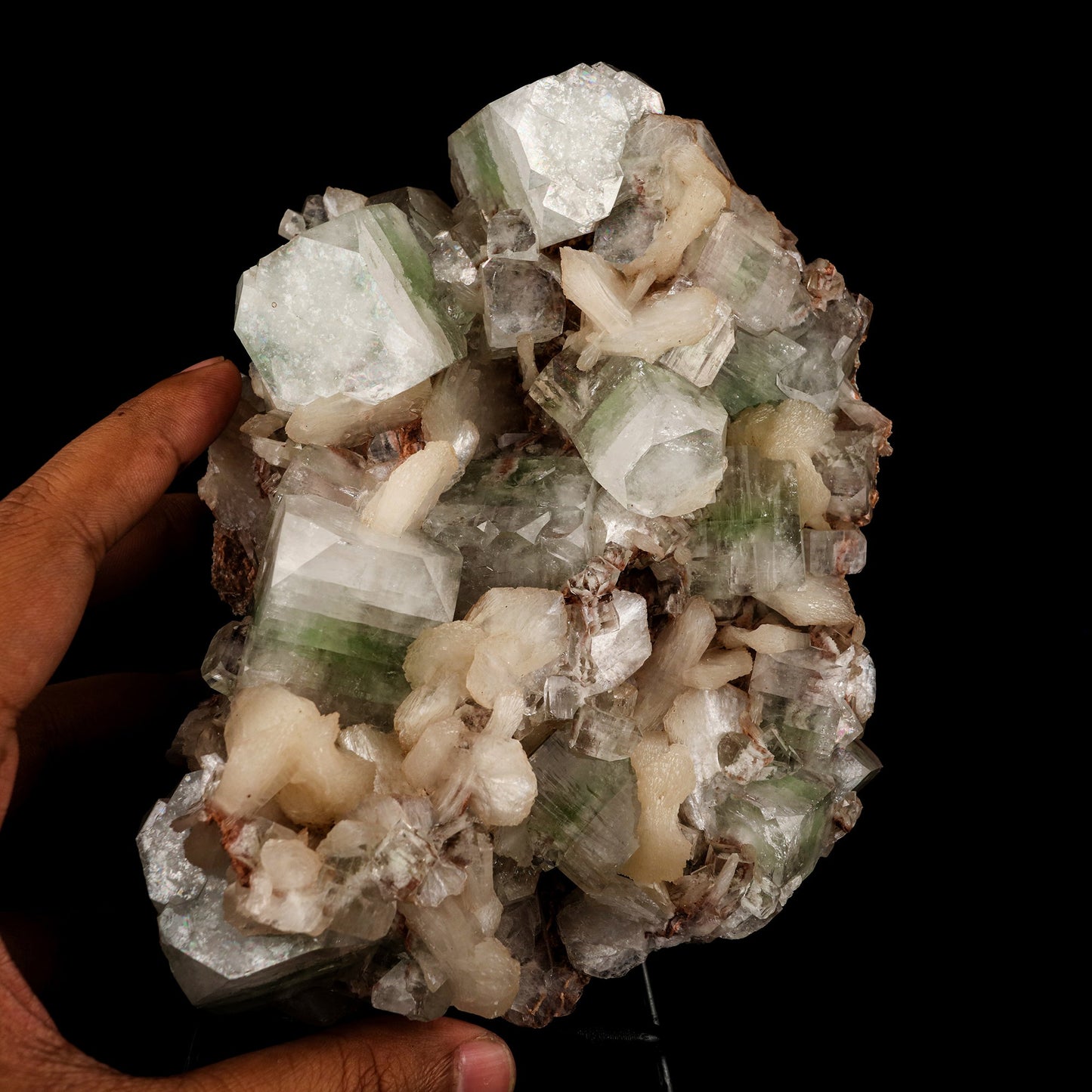 Green Apophyllite Cube with Stilbite Natural Mineral Specimen # B 6249 Apophyllite Superb Minerals 