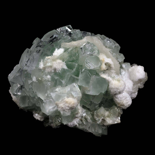 Green Apophyllite Disco Ball with Stilbite, Mordenite Natural Mineral …  https://www.superbminerals.us/products/green-apophyllite-disco-ball-with-stilbite-mordenite-natural-mineral-specimen-b-4389  Features:Stunning clusters of glassy, gemmy, bi-colored, tetragonal apophyllite crystals are artistically centered on creamy stilbite crystals & Mordenite on this outstanding large specimen from Ahmadnagar. The crystals have rich mint-green bodies and limpid colorless terminations. The fantastic "disco ball" 