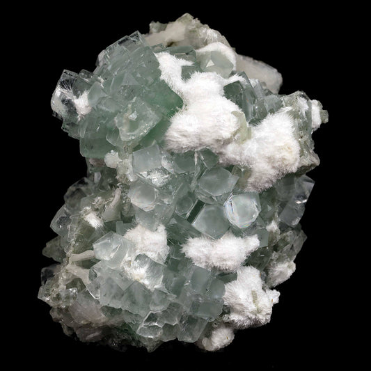 Green Apophyllite Disco Ball with Stilbite, Mordenite Natural Mineral …  https://www.superbminerals.us/products/green-apophyllite-disco-ball-with-stilbite-mordenite-natural-mineral-specimen-b-4394  Features:Stunning clusters of glassy, gemmy, bi-colored, tetragonal apophyllite crystals are artistically centered on creamy stilbite crystals and beautiful Mordenite white ball on this outstanding large specimen from Ahmadnagar. The crystals have rich mint-green bodies and limpid colorless terminations. 