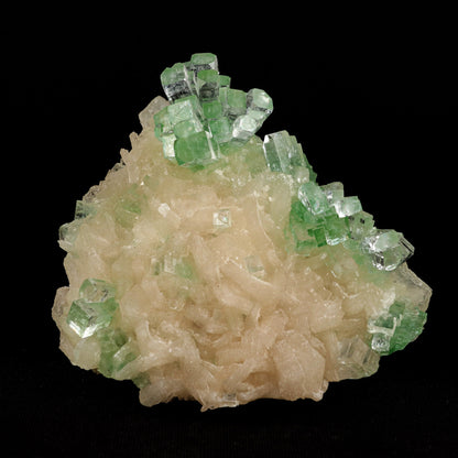 Green Apophyllite Disco Ball with Stilbite Natural Mineral Specimen #…  https://www.superbminerals.us/products/green-apophyllite-disco-ball-with-stilbite-natural-mineral-specimen-b-5125  Features: The finding of these spectacular fluorapophyllite "disco balls" while excavating huge diameter water wells is without a doubt one of the Deccan Traps' Great Finds.A "small ball" over... "ball" of densely intergrown, gemmy, highly glassy, mint-green to colourless tetragonal crystals with pinacoidal termination
