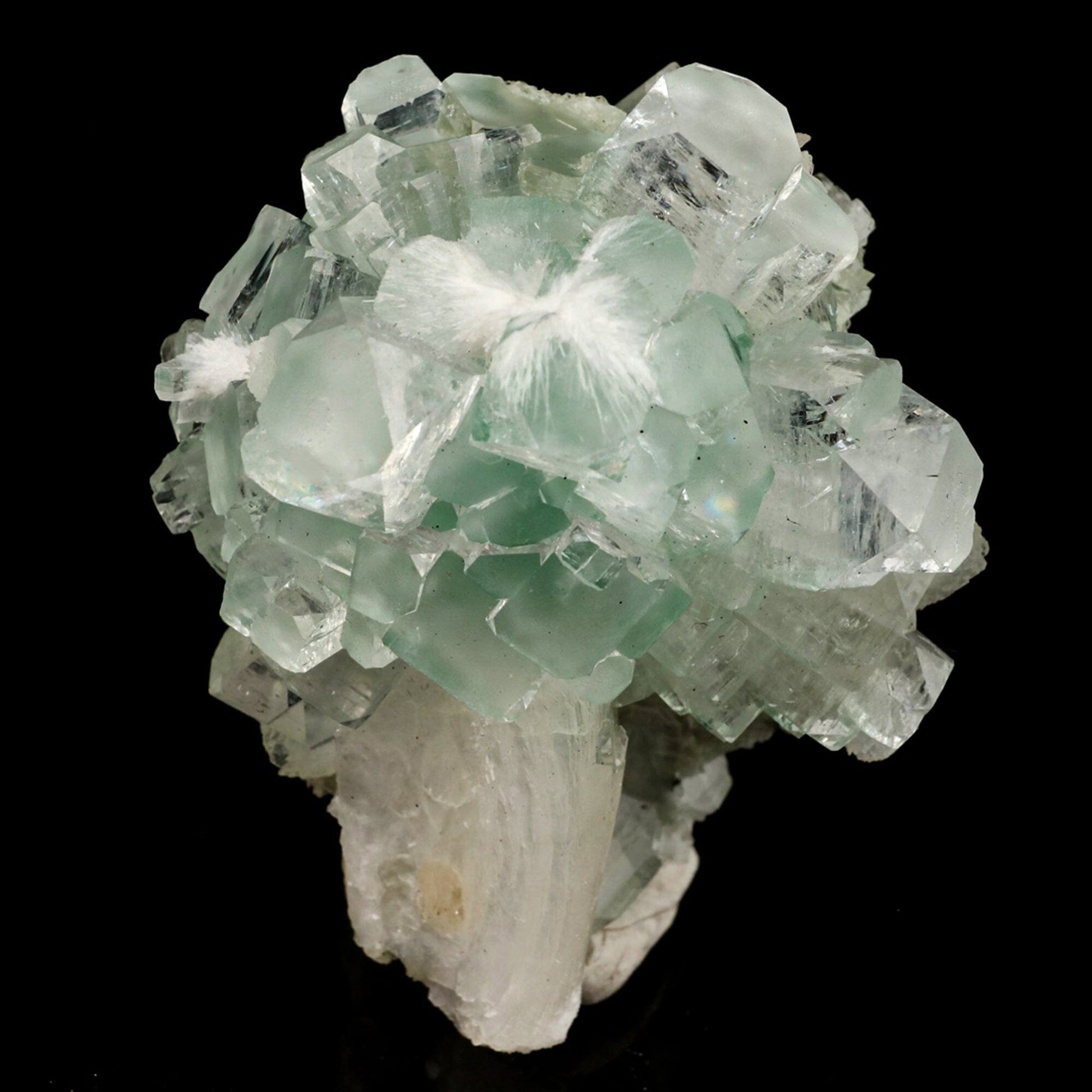 Green Apophyllite Disco Ball with Stilbite Natural Mineral Specimen # B 6531 Apophyllite Superb Minerals 