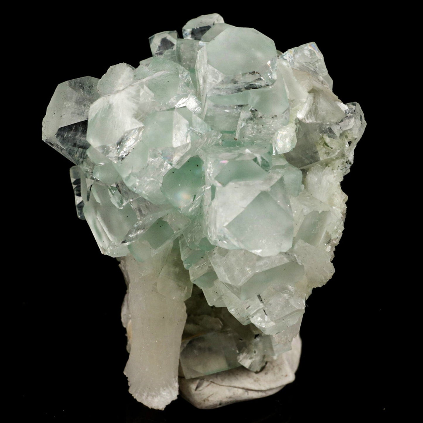 Green Apophyllite Disco Ball with Stilbite Natural Mineral Specimen # B 6531 Apophyllite Superb Minerals 