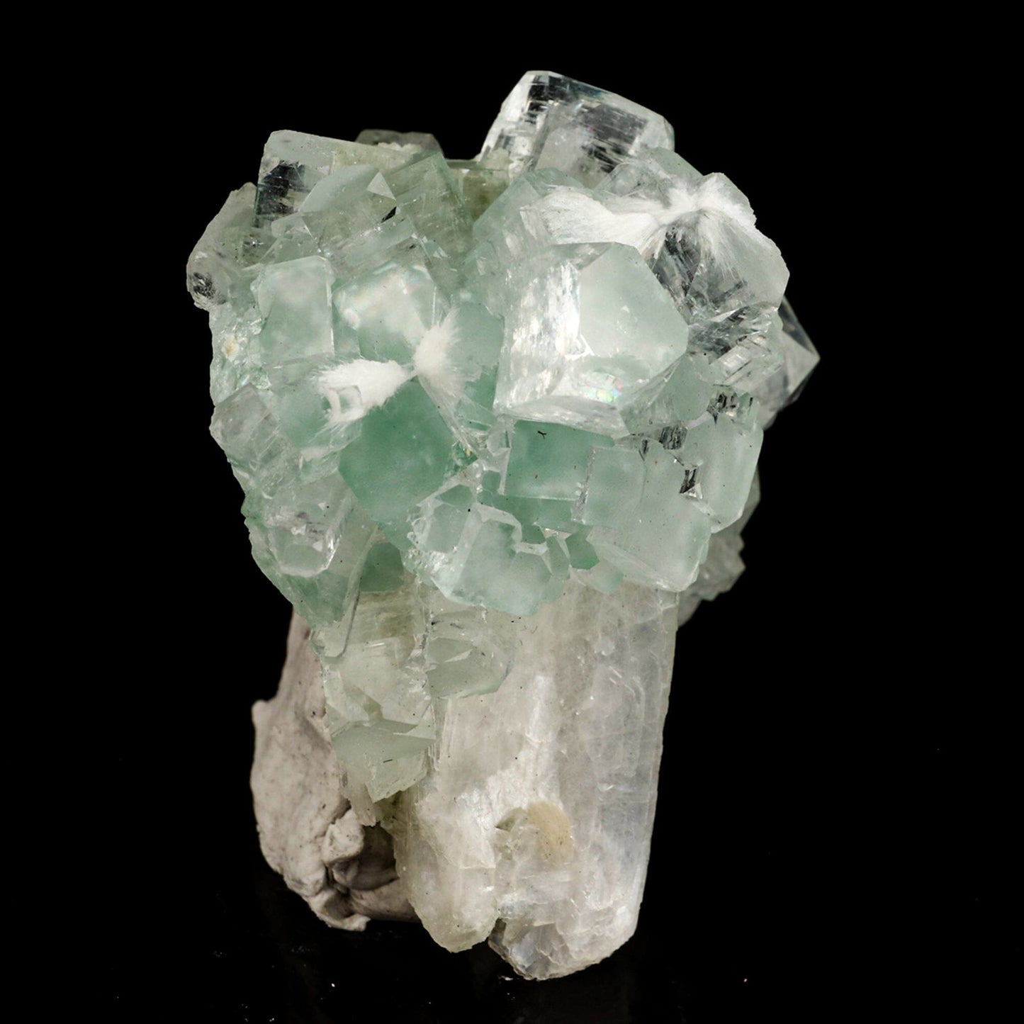 Green Apophyllite Disco Ball with Stilbite Natural Mineral Specimen # B 6531 Apophyllite Superb Minerals 